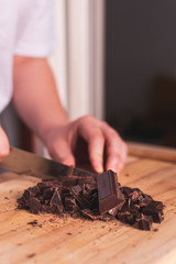 cutting chocolate