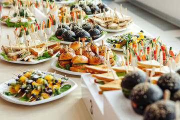 Catering, buffet at the event with various snacks
