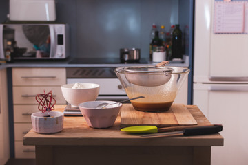 Fototapeta na wymiar bowls ready in a kitchen