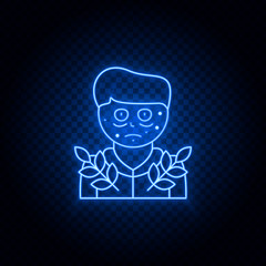 Allergy, plant blue neon vector icon .Transparent background. Blue neon vector icon