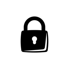 Closed Lock, Mechanical Padlock Flat Vector Icon