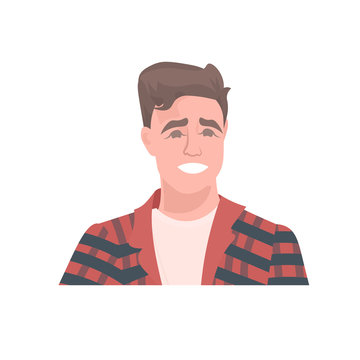young man face avartar male cartoon character portrait vector illustration