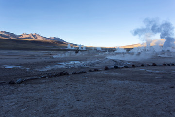 el tatio geyser at early morning