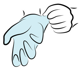 Put rubber gloves on your hands. Hygienic procedure. Disease prevention, good for health. Vector illustration