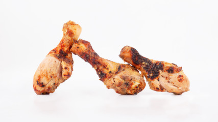 fried grilled chicken legs isolated on white background