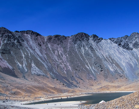 Crater Of The Nevado De Toluca Volcano, Hundreds Of Tourists Ascend Each Year To Appreciate It And Go Hiking. In The Crater Of This Volcano Are The Laguna Del Sol.