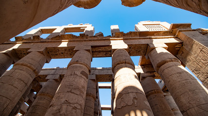 Karnak Temple in Luxor, Egypt. The Karnak Temple Complex, commonly known as Karnak, comprises a...