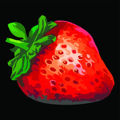 strawberry on black background