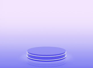 3d dusty pink blue neon light cylinder podium minimal studio gradient color background. Abstract 3d geometric shape object illustration render. Display for valentine day and technology product.