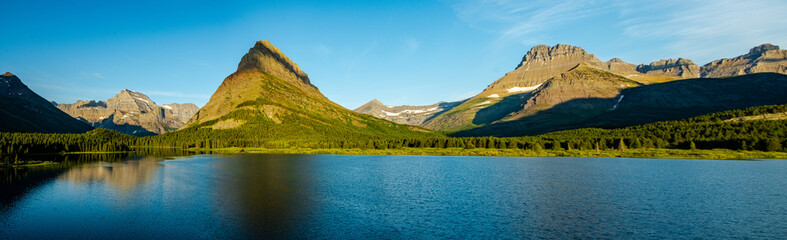 Naklejka na ściany i meble 0000294_Panorama of Swiftcurrent Lake, Mount Gould and Mount Wilbur - Glacier National Park, Montana 2573