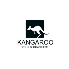 abstract jumping kangaroo icon isolated on white background