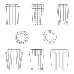 collet holder for cnc machine isolated in white background