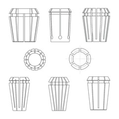 collet holder for cnc machine isolated in white background