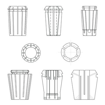 collet holder for cnc machine isolated in white background