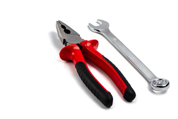 Obraz premium pliers and wrench isolated on white background
