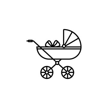 recommend clip art: stroller line illustration icon on white background