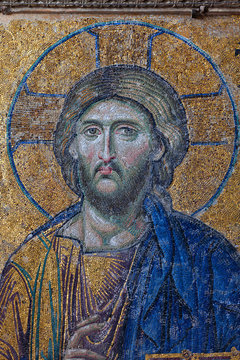 Jesus Christ, a Byzantine mosaic in the interior of Hagia Sophia