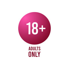 Under eighteen round sign, adults only, isolated background, vector illustration.