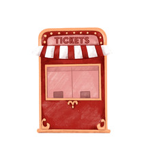 Ticket service. Amusement tickets. Amusement park. Retro illustration on white isolated background