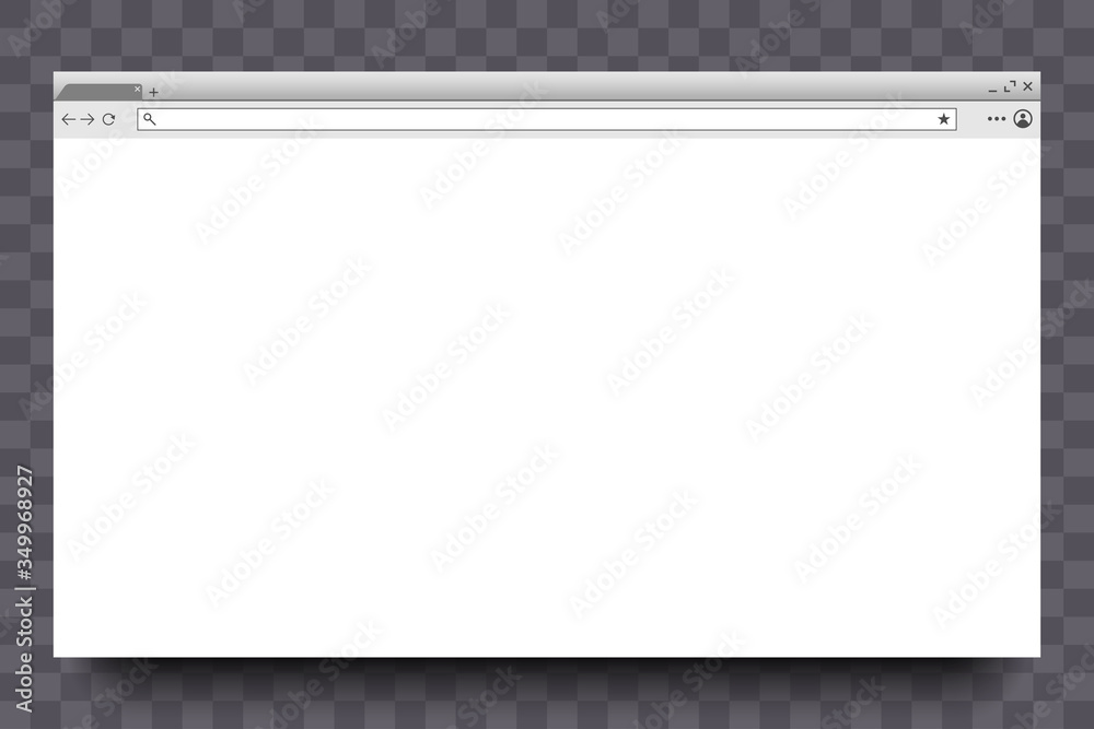 Fototapete Interface of browser window. Website page, web window screen. Modern internet web browser. Mockup on transparent background with shadow. Vector illustration.