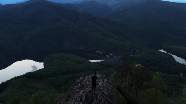 Aerial view of Sivec mountains in Slovakia - Sunset