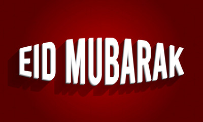 Eid mubarak text effect template with 3d type style and retro red Background