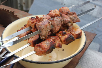 shish kebab on the grill