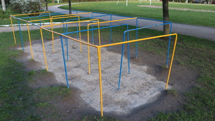 horizontal bars in kindergarten yard