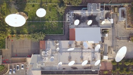Satellite Dishes for Communication and Television Broadcasting. Cellular Communication antenna.