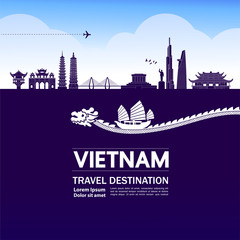 Vietnam travel destination grand vector illustration. 