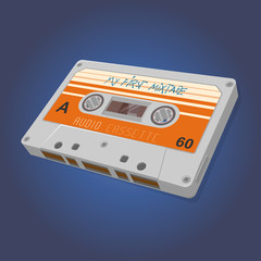 retro cartoon illustration of an audio cassette mixtape