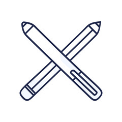 Crossed pencils hand drawn doodle icon, outline vector sign, linear style pictogram isolated on white. Design symbol, logo illustration.