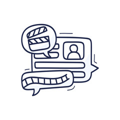 Talk about movie and film vector illustration. Doodle chat icons and elements of the film industry.