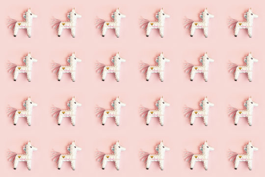 Birthday Pinata Unicorn Pattern Over Pink Background
