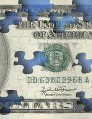 Money puzzle. US dollars. Concept art