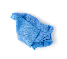 Blue Microfiber Cleaning Cloth Isolated on White Background