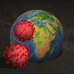 Planet Earth with Coronavirus