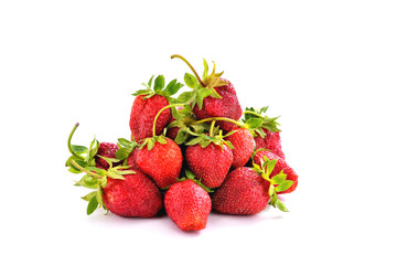 natural ripe strawberries on a white background, juicy berries, vitamin smoothie, vegetarianism and healthy eating