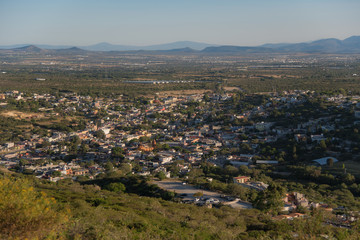 Naklejka premium Landscape view from Bernal Peak (Peña de Bernal ) It is one of the most touristic sites near the capital of Queretaro and considered one of the 13 Wonders of Mexico.