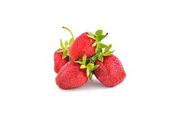 natural ripe strawberries on a white background, juicy berries, vitamin smoothie, vegetarianism and healthy eating