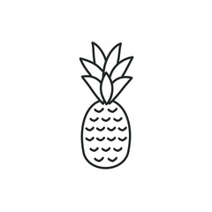 Pineapple - ananas line icon with editable stroke, Simple outline design. Tropical fruit / food symbol. Vector illustration.