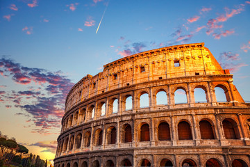 Colosseum at sunset in Rome, Italy