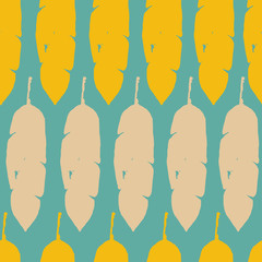 Hipster Tropical Vector Seamless Pattern. Monstera Dandelion Feather Banana Leaves Tropical Seamless Pattern. 