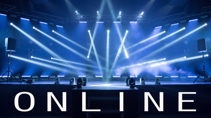 Stage for live concert Online transmission. Business concept for a concert online production...