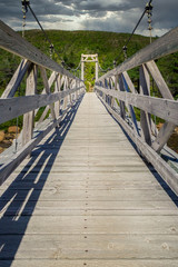 Long wooden hiking bridge