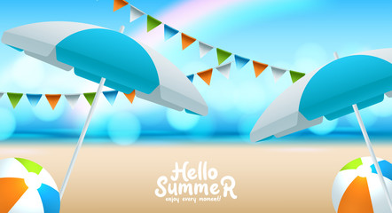 illustration of Beautiful summer beach poster background. Vector illustration