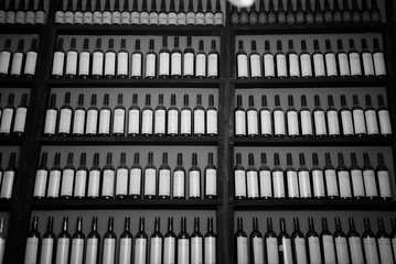 Mexico - Mar 2017
Collection of wines in the store, Wine is an alcoholic drink made from fermented grapes, Yeast consumes the sugar in the grapes and converts it to ethanol, carbon dioxide, and heat