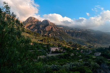 Fototapeta na wymiar mountain landscape with clouds in Sierra de Tramontana.