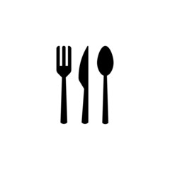 icon of cutlery, restaurant, fork and spoon black flat shape design isolated on white background