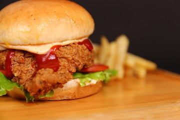 Fried Zinger Chicken Burger Sandwich with Cheese